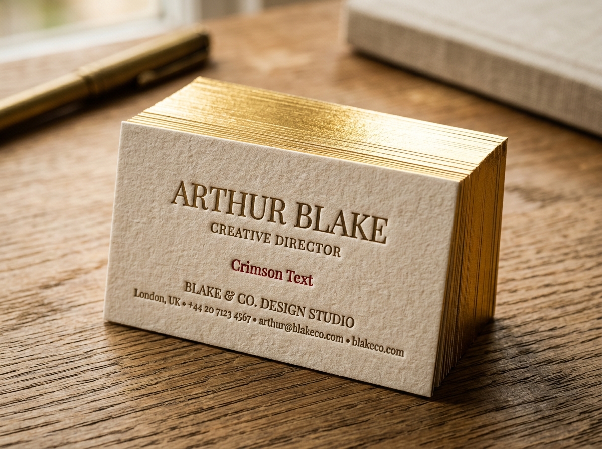 600 GSM Cotton Business Cards with Gold Edge Gilding